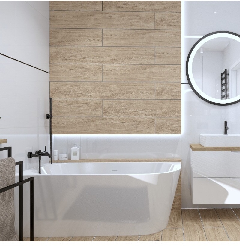 LaVita Caldera wanna przyścienna 170x80 cm prostokątna prawa biała