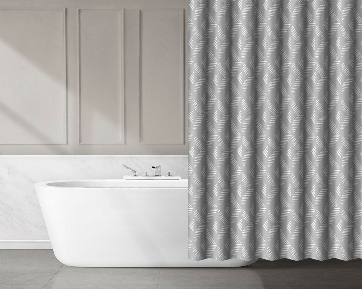 AWD Interior zasłona prysznicowa 180x180 cm poliester szary/biały AWD02101472