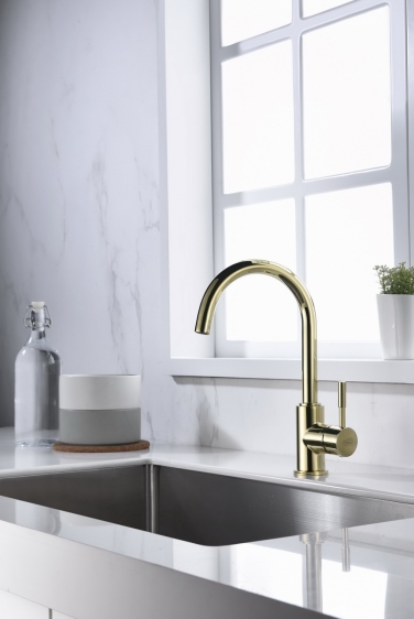 Blue Water Colorado bateria kuchenna z wylewką 360° złoty połysk