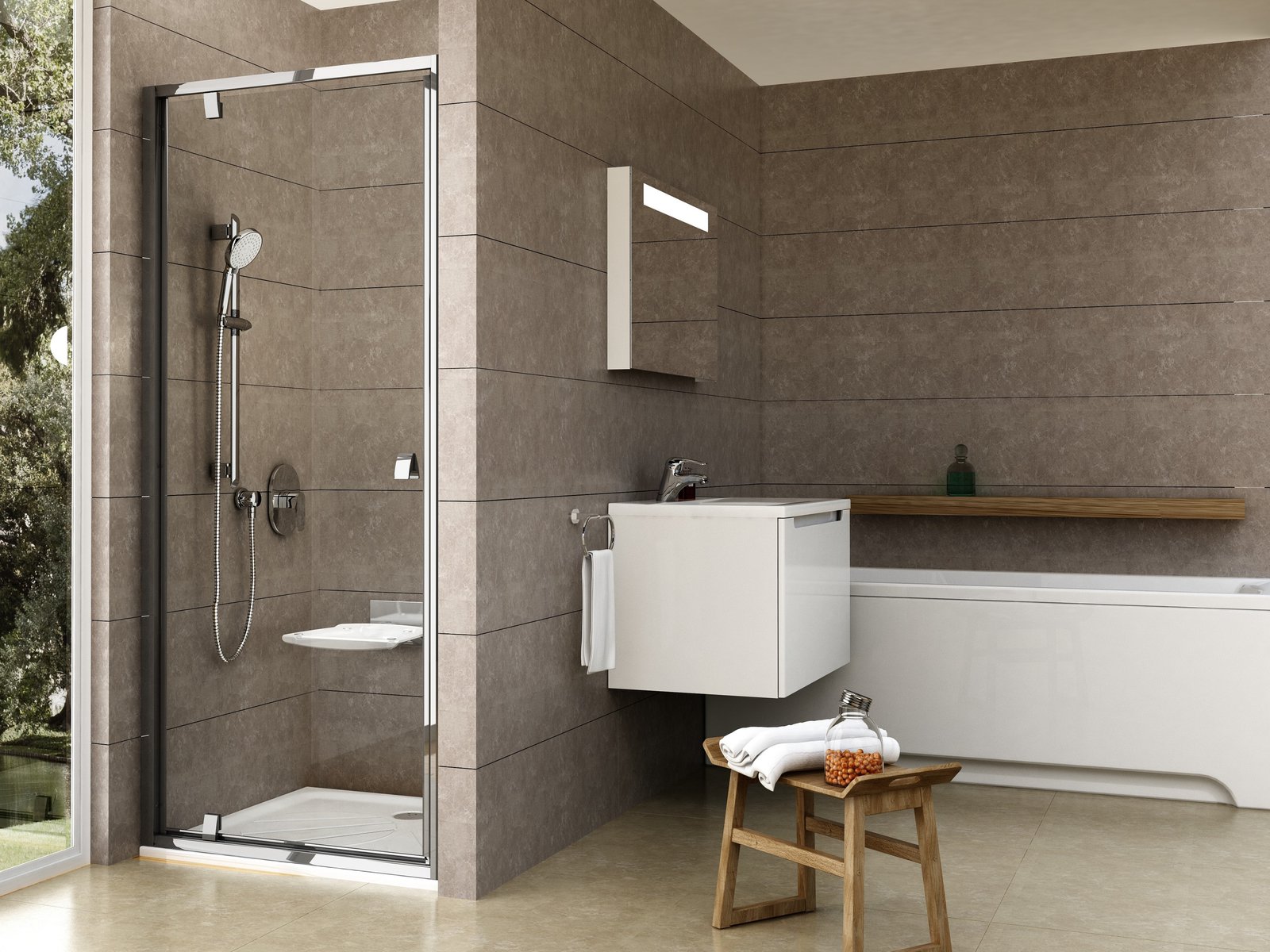 Ravak Pivot PDOP1-90 drzwi prysznicowe 90 cm polerowane aluminium/szkło przezroczyste 03G70C00Z1