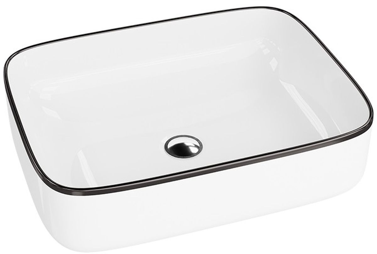 LaVita Galera Black Line umywalka 50,5x40 cm nablatowa prostokątna biały połysk/czarny - Wysyłka w 24h