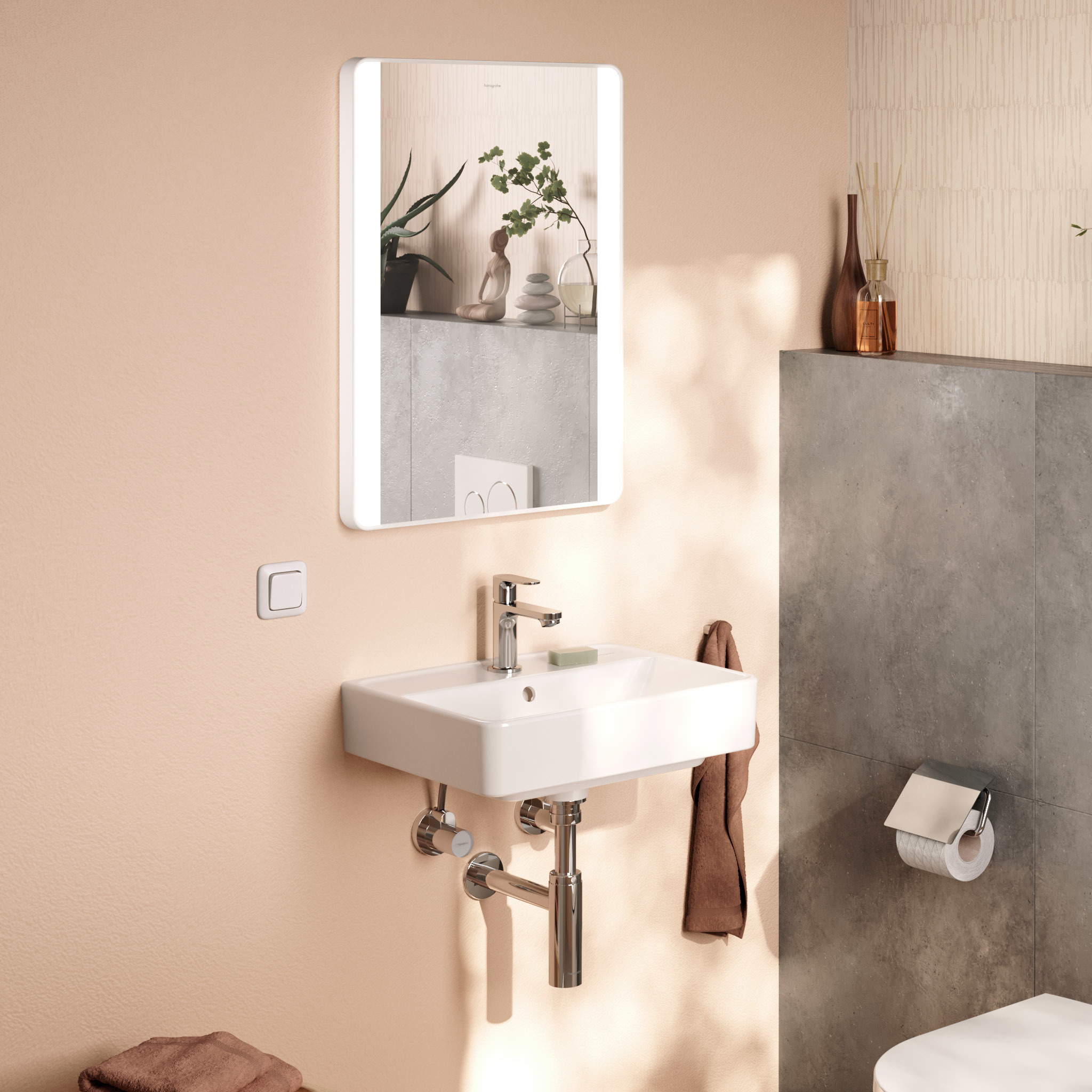 Hansgrohe Xarita Lite Q lustro 50x70 cm prostokątne z oświetleniem biały 54961700