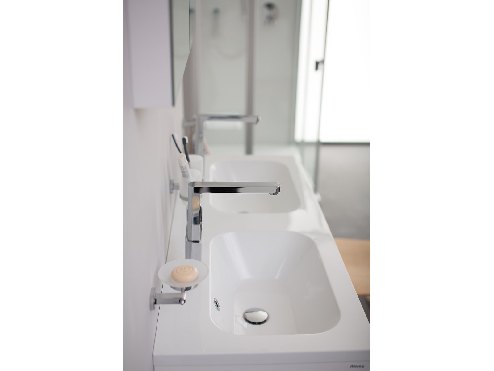 Ravak Chrome umywalka 120x49 cm podwójna biała XJG01112000