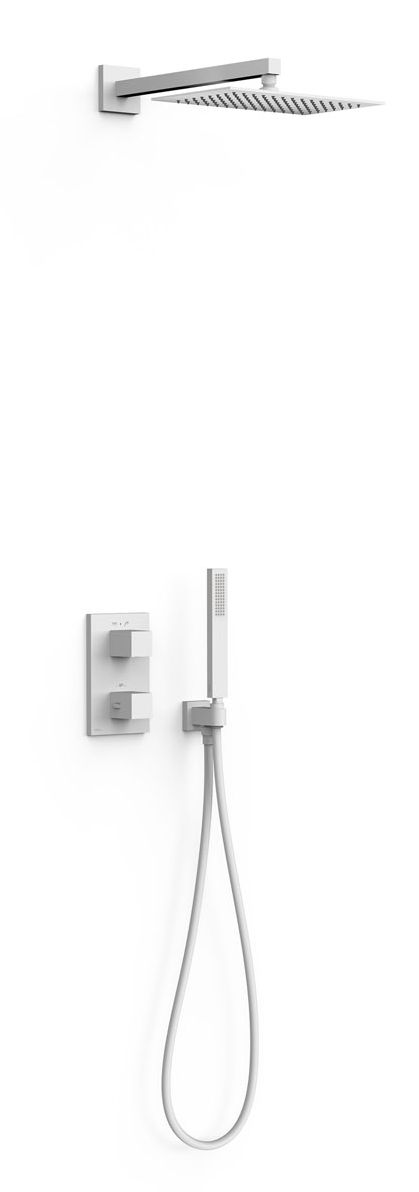 Tres Therm-Box zestaw prysznicowy podtynkowy termostatyczny z deszczownicą biały mat 20225054BM