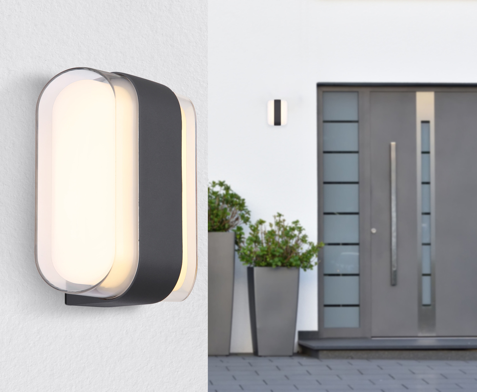 Globo Lighting Plixon kinkiet zewnętrzny 1x12 W biały-przezroczysty-antracyt 34315