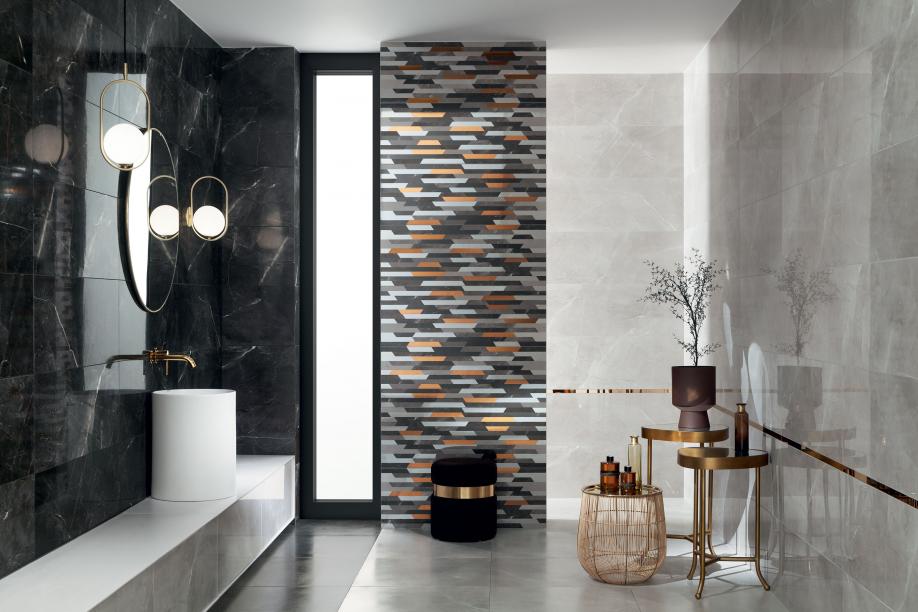 Tubądzin Brainstorm graphite płytka ścienna 89,8x32,8 cm