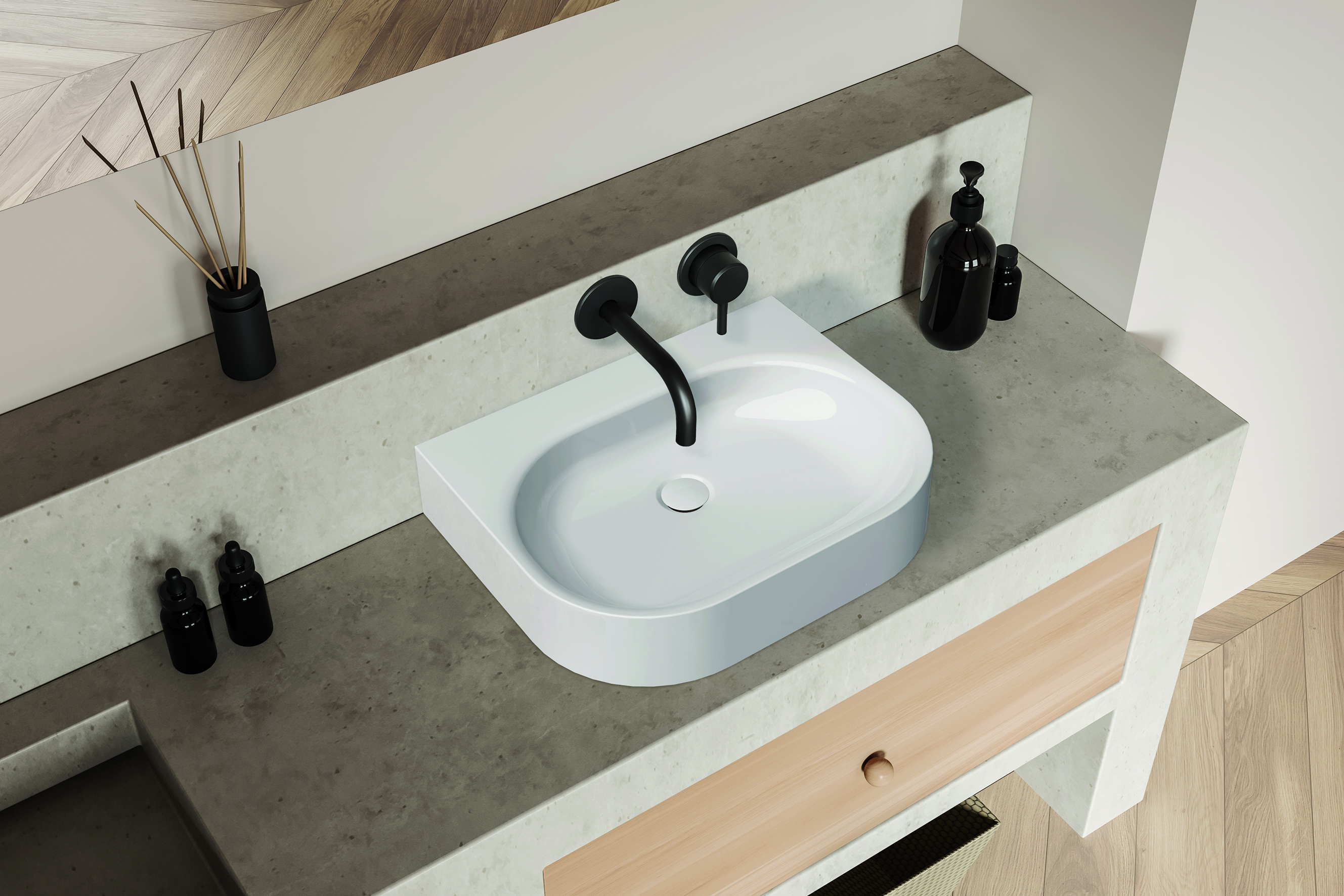 Sanplast Luxo Mineral umywalka 50x40 cm nablatowa biała 640-370-1100-01-000