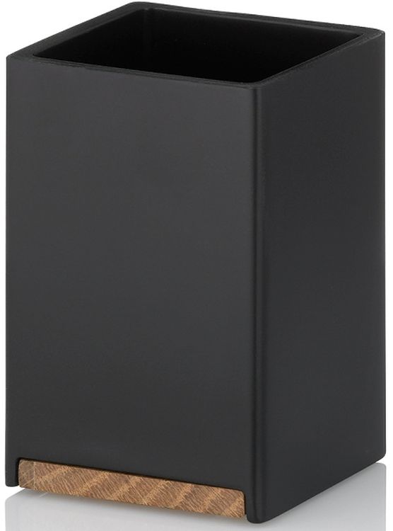 Kela Cube kubek na szczoteczki stojący czarny/brązowy 23687 - Wysyłka w 24h