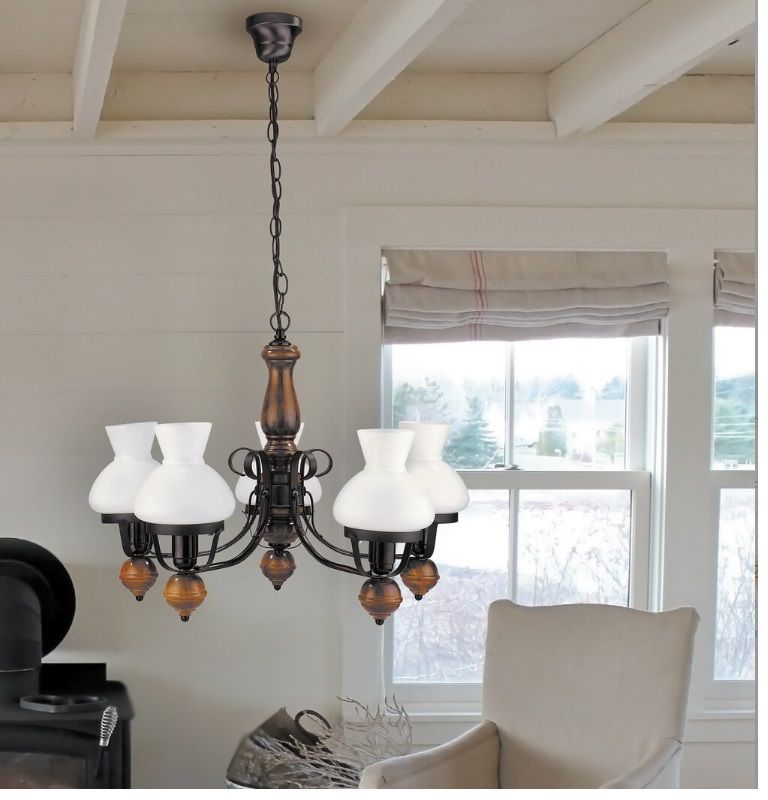 Rabalux Petronel lampa wisząca 5x60 W czarna-brązowa 7079