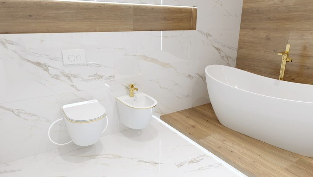 LaVita Sofi Gold Line bidet wiszący biały połysk/złoty - Wysyłka w 24h