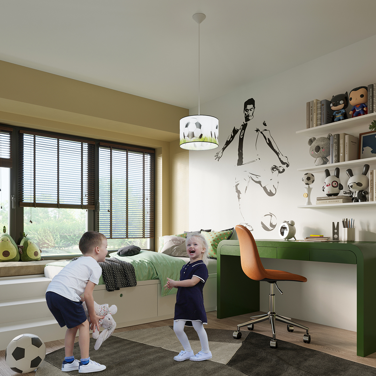 Sollux Lighting Piłka lampa wisząca 1x15 W biała-czarna-zielona SL.1429