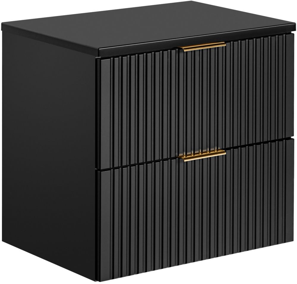 Zestaw Comad Adel Black szafka 60 cm podumywalkowa wisząca z blatem czarny (ADELBLACK8260B2S, ADELBLACK8960B) - Wysyłka w 24h