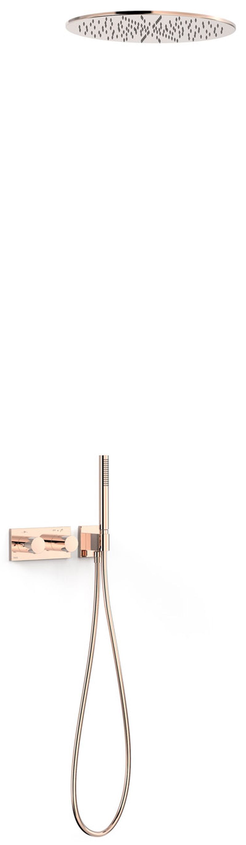 Tres B-System zestaw prysznicowy podtynkowy termostatyczny z deszczownicą różowe złoto połysk 30735206OP