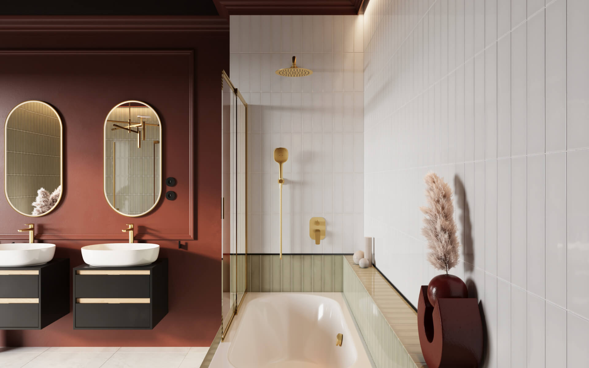 Excellent Liner parawan nawannowy 110 cm 2-częściowy złoty szczotkowany/szkło przezroczyste KAEX.2950.1100.LP - Wysyłka w 24h