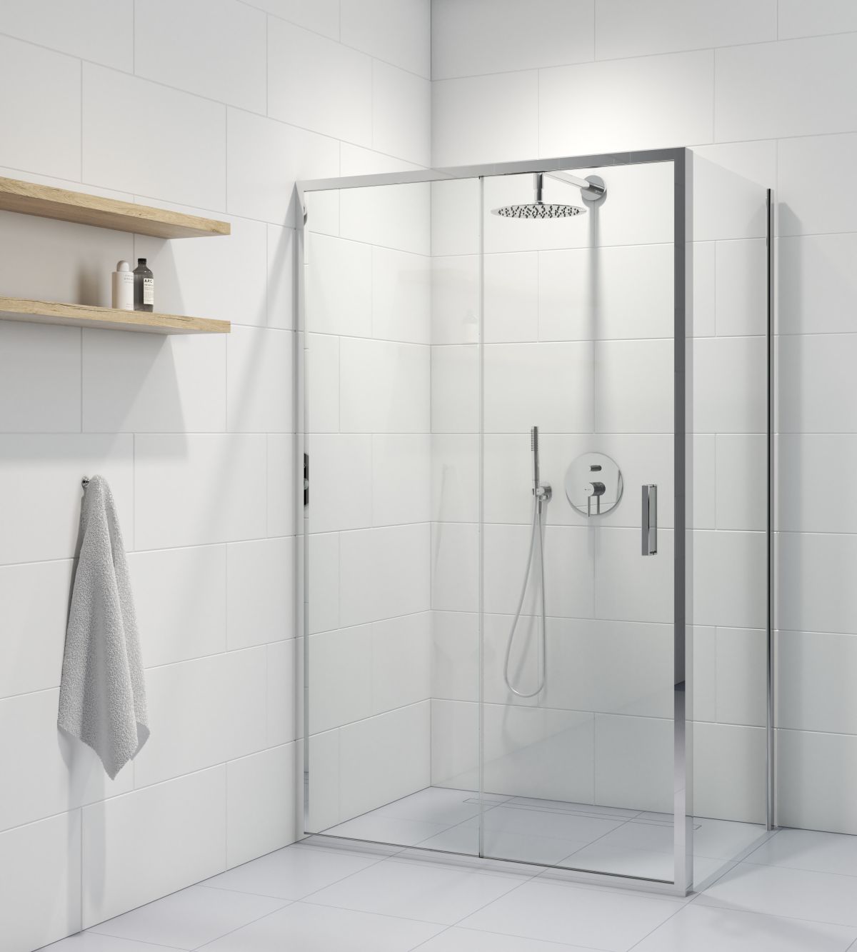 Oltens Fulla kabina prysznicowa 120x80 cm prostokątna drzwi ze ścianką chrom/szkło przezroczyste 20203100 - Wysyłka w 24h