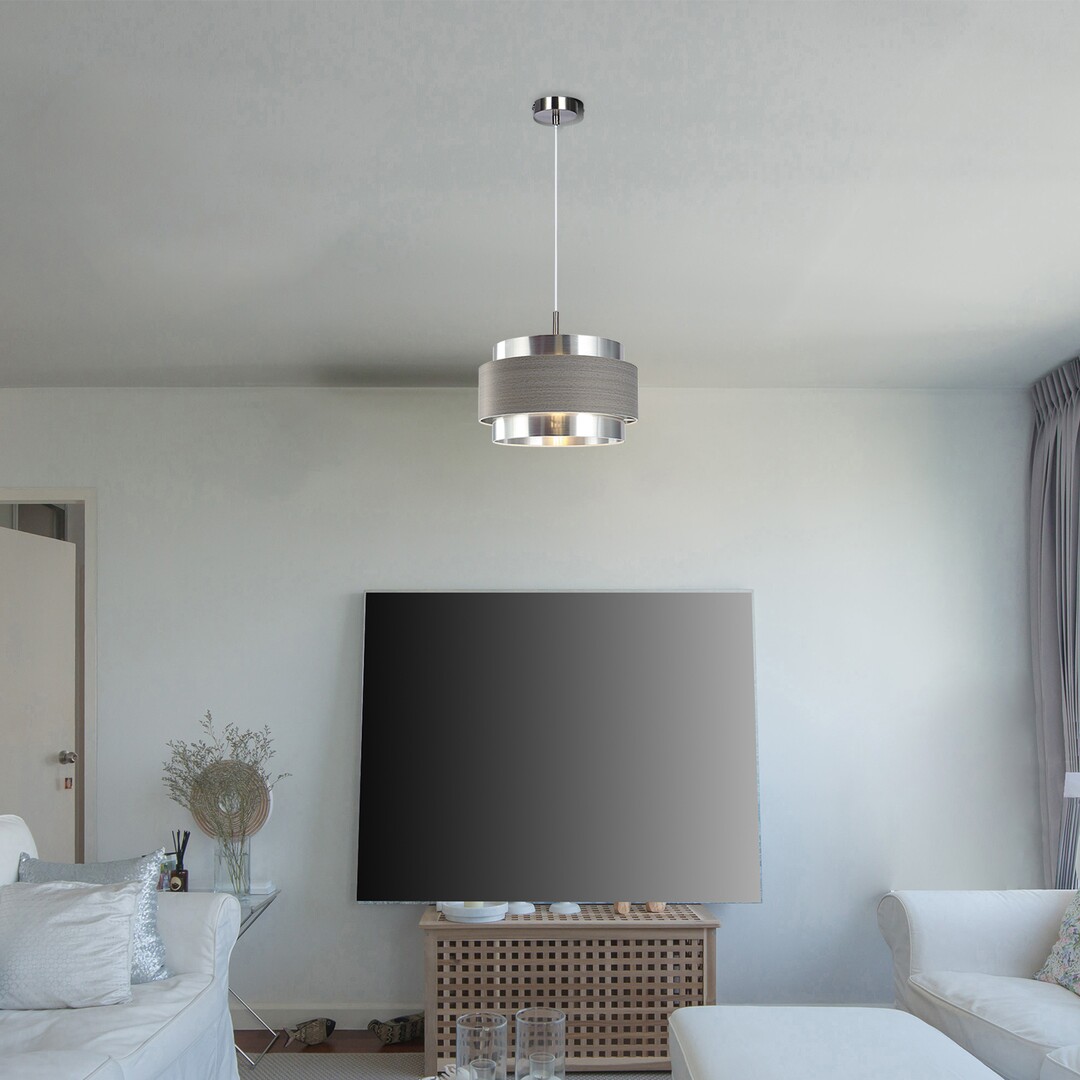 Rabalux Basil lampa wisząca 1x40W chrom/szary dąb 5383