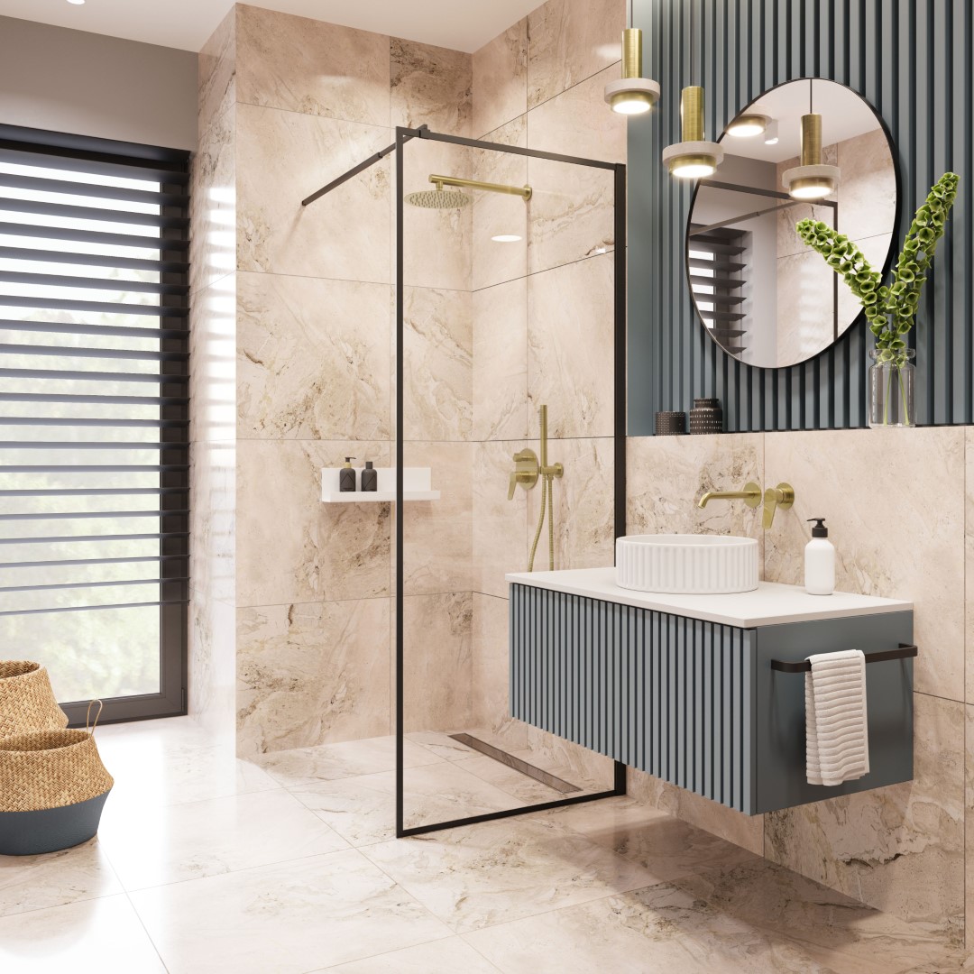 Invena Alonia zestaw prysznicowy podtynkowy z deszczownicą złoty BS-70-009