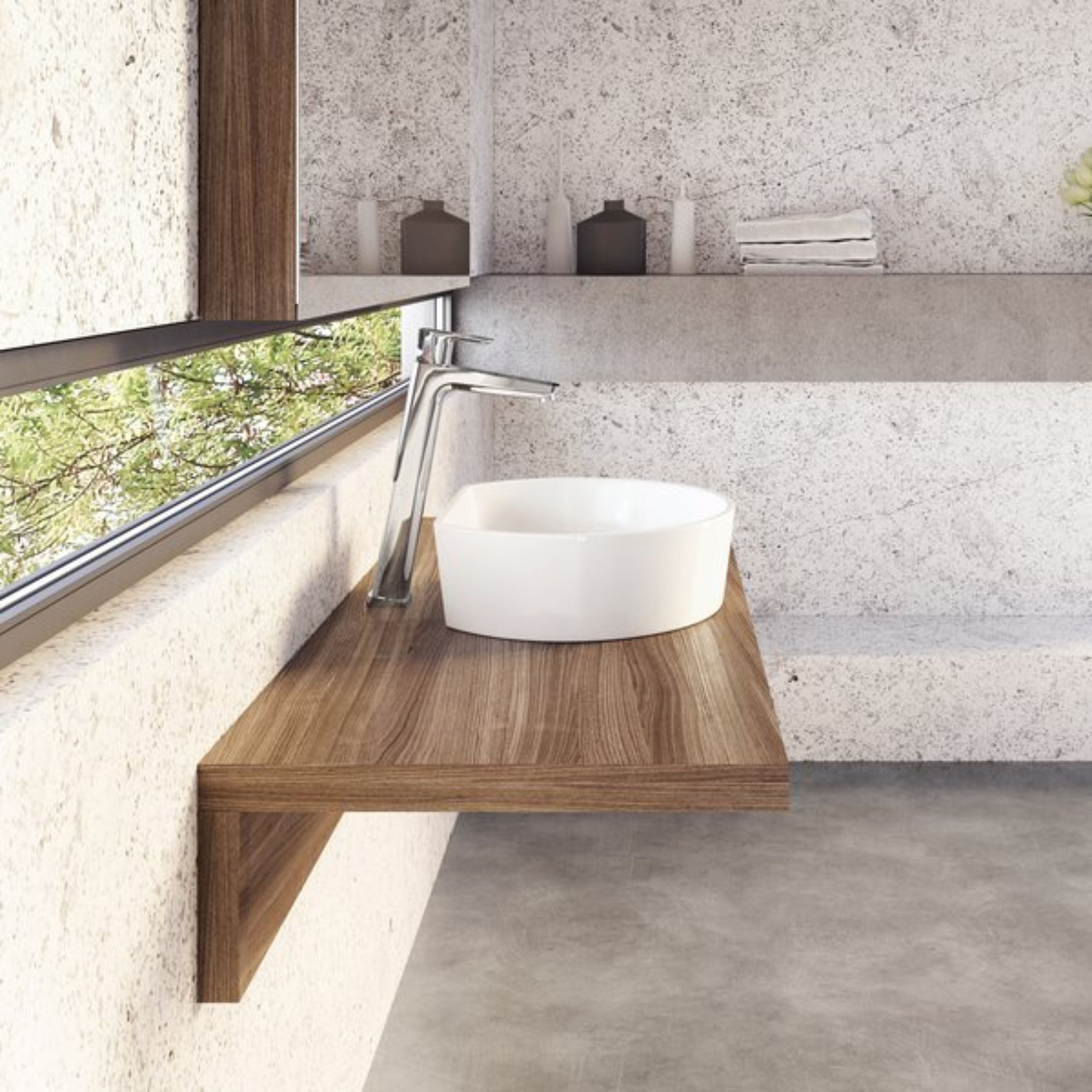 Ravak Moon umywalka 40x35,5 cm półokrągła nablatowa biała XJN01300001