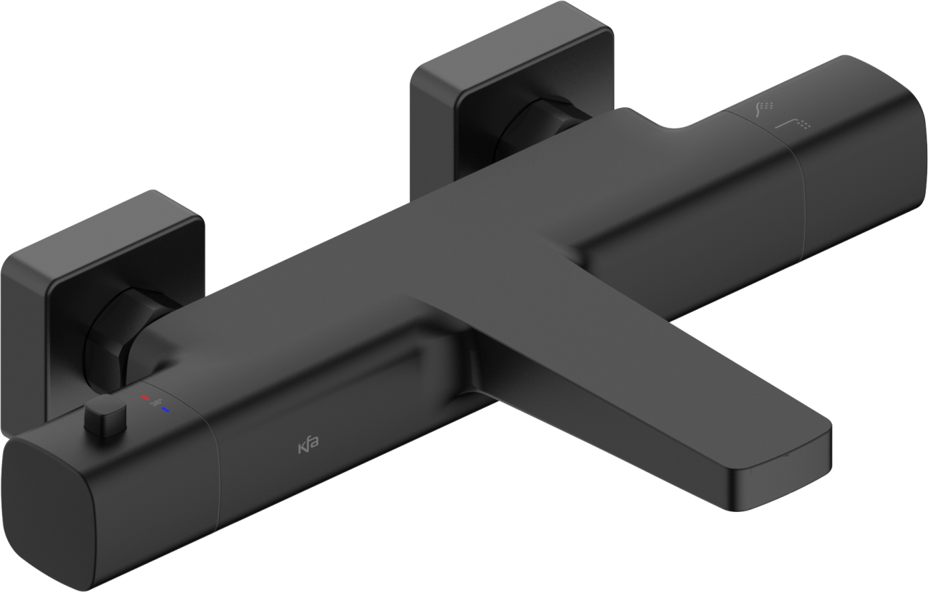 KFA Armatura Malaga bateria wannowo-prysznicowa ścienna z termostatem czarna 5754-010-81