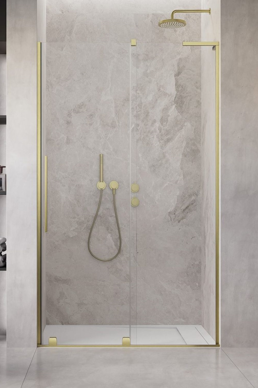 Radaway Furo SL Brushed Gold DWJ drzwi prysznicowe 120 cm prawe złoty szczotkowany/szkło przezroczyste 10307622-99-01R/10110580-01-01