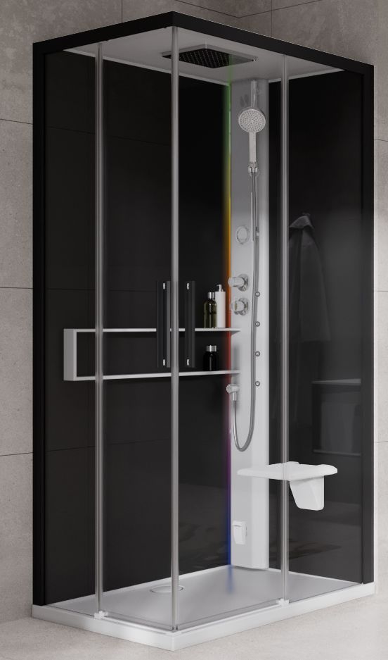 Novellini Glax 2 2.0 A kabina z hydromasażem 90x70 cm prawa parowa z brodzikiem biała G22A9070DT5-1UH