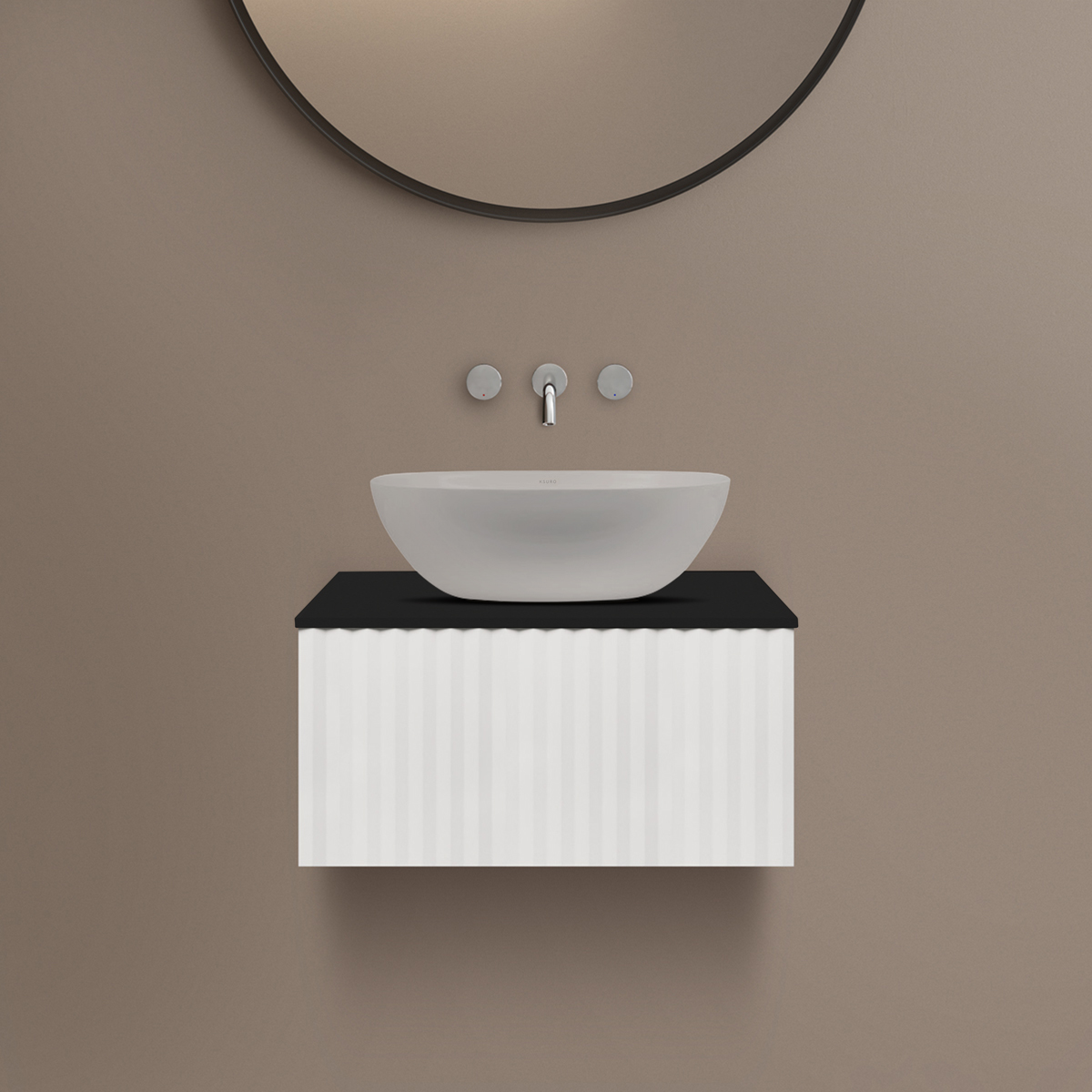 Ksuro 02 szafka 60 cm podumywalkowa wisząca z blatem biały mat/czarny mat 58005000 - Wysyłka w 24h