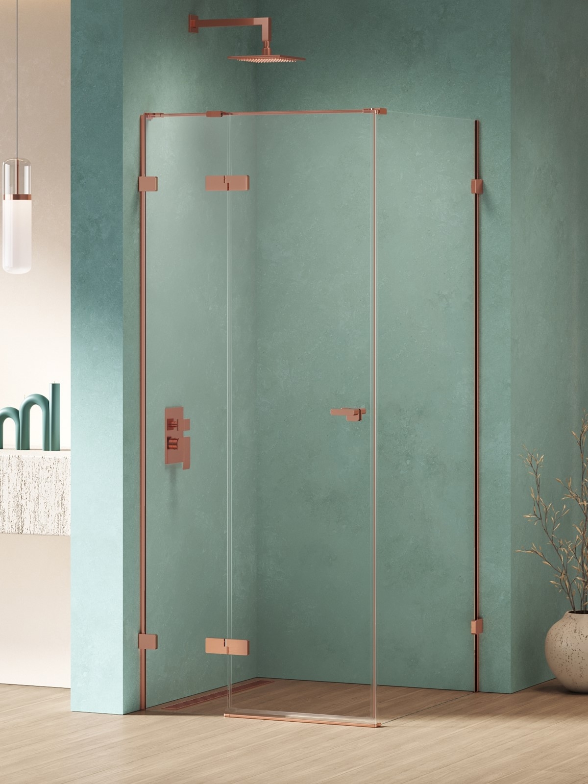 New Trendy Eventa Copper Shine kabina prysznicowa 80x100 cm prostokątna lewa miedź połysk/szkło przezroczyste EXK-6373