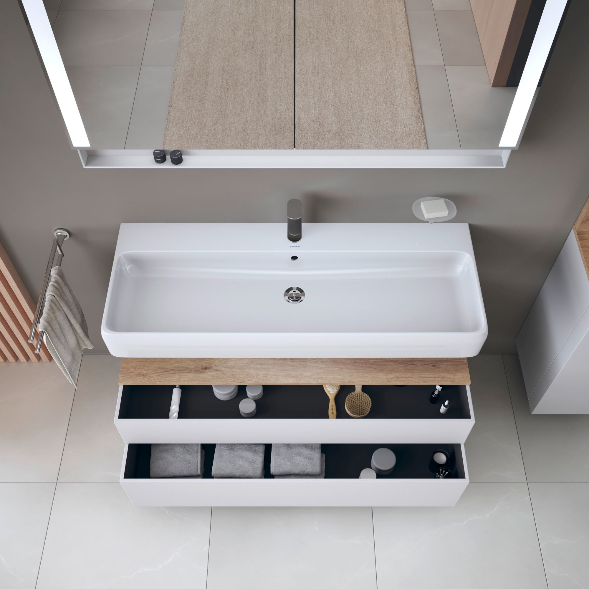 Duravit Qatego szafka 120 cm podumywalkowa wisząca biały mat/dąb QA4396055180010