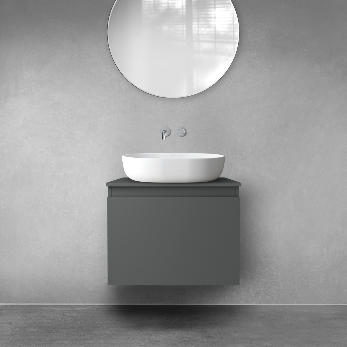 Oltens Vernal szafka 60 cm podumywalkowa wisząca z blatem grafit mat 68104400 - Wysyłka w 24h