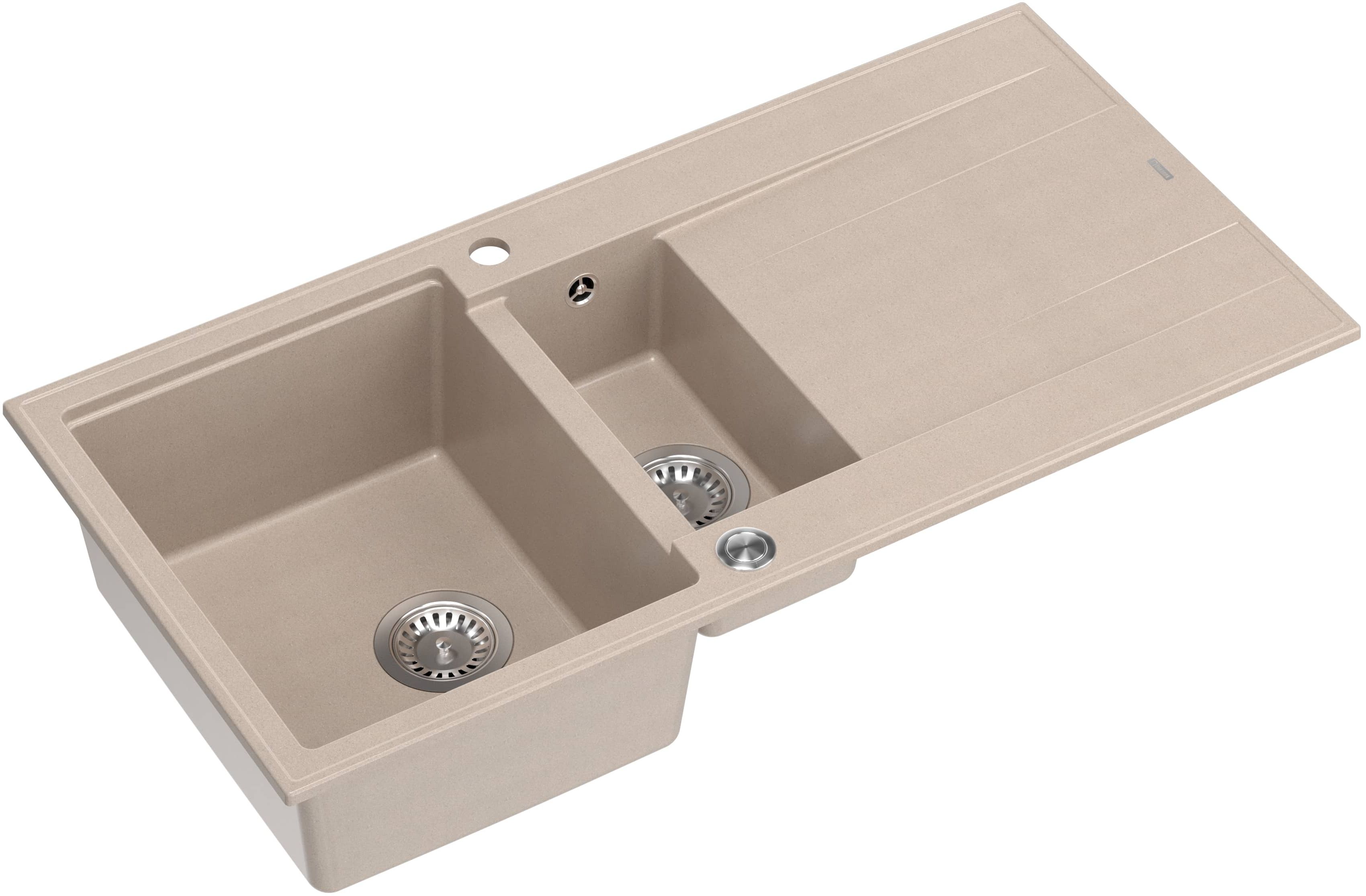 Quadron Evan 156XL zlewozmywak GraniteQ 100x50 cm beż/elementy stalowe HQE510050U2_BS_P2O