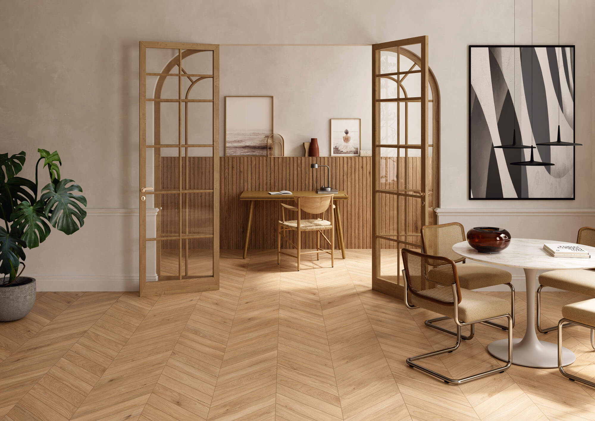 Caesar Cocoon Joy Chevron płytka klepka ścienno-podłogowa 7,5x45cm beżowy