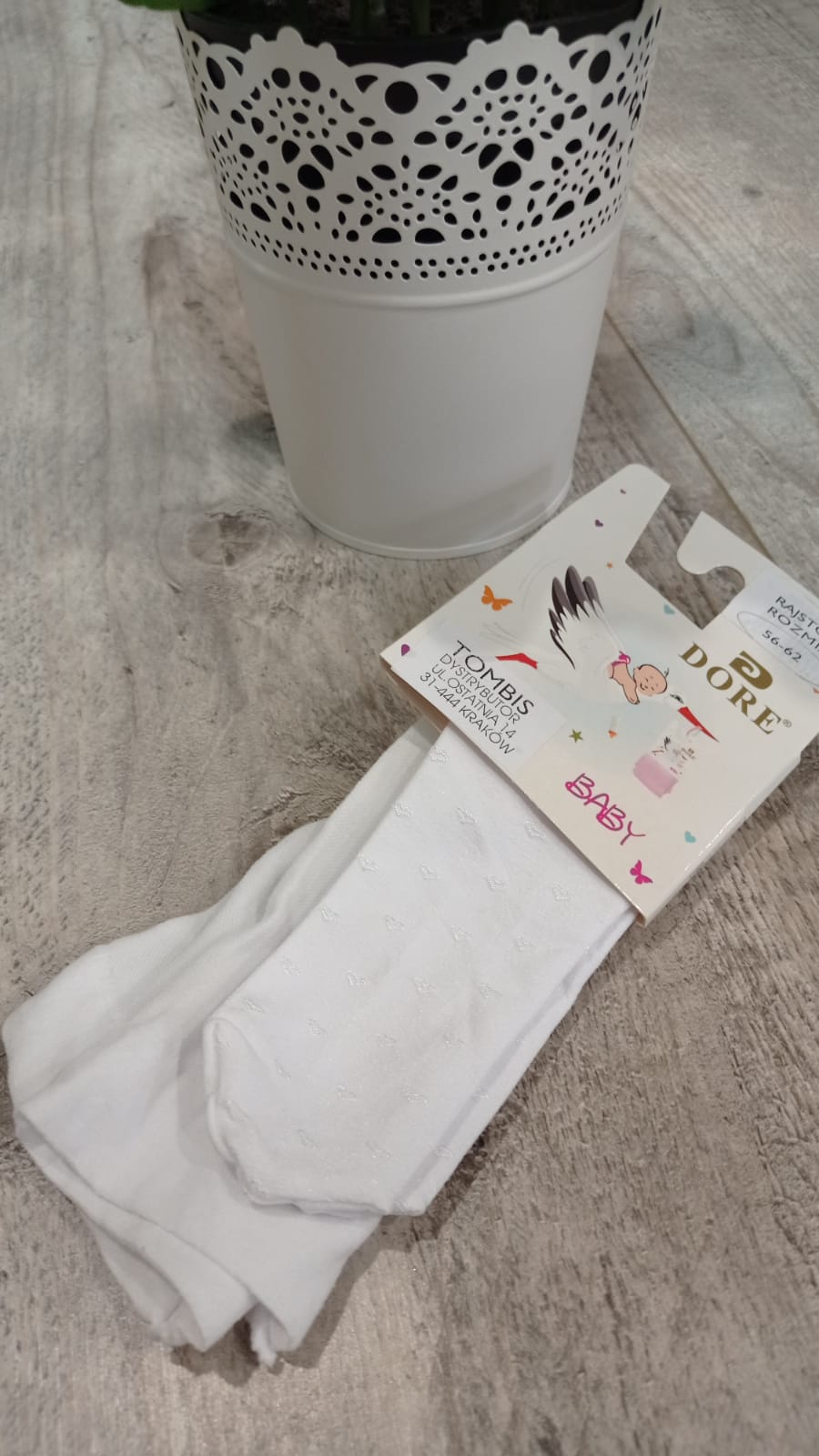 Rajstopy białe do chrztu dziewczęce