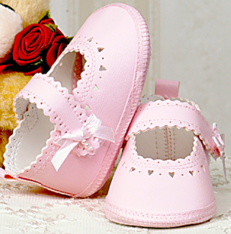 Buciki dla dziewczynki do chrztu skórzane eco 2798