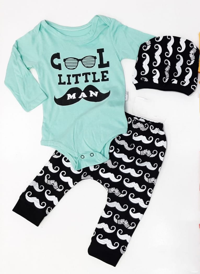 Komplet dziecięcy: body, spodnie i czapka