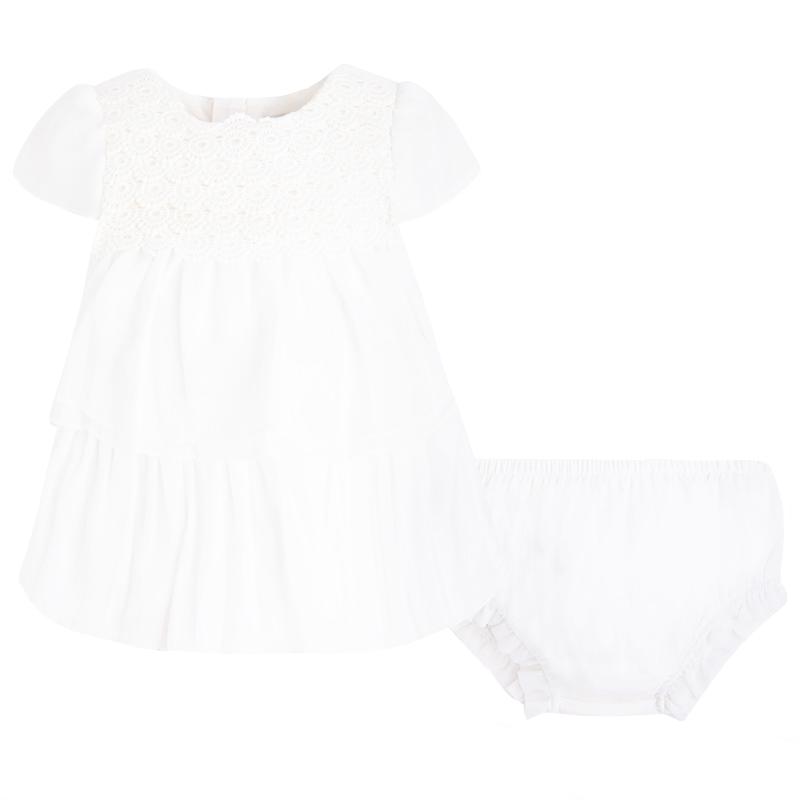 MAYORAL 1829 Sukienka z falbankami do chrztu