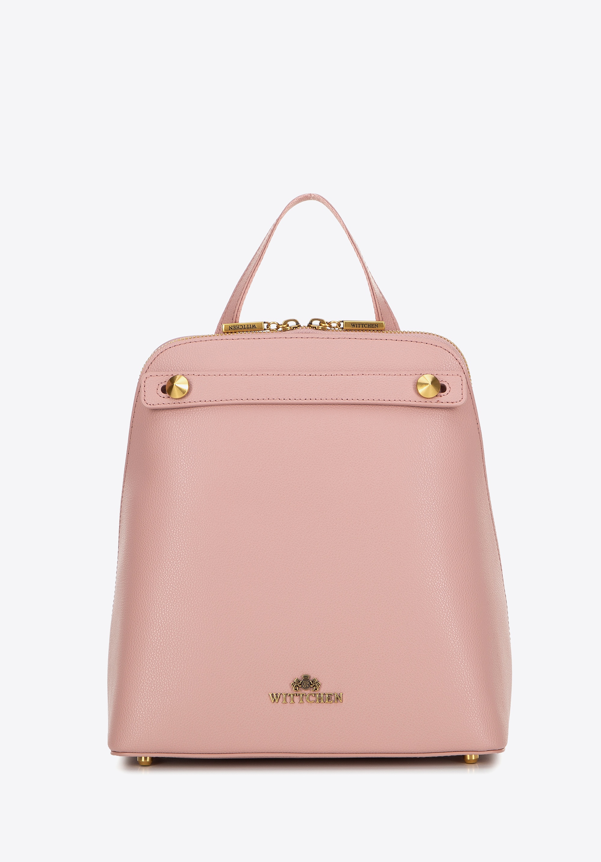 Damski plecak ze skóry trapezowy różowy