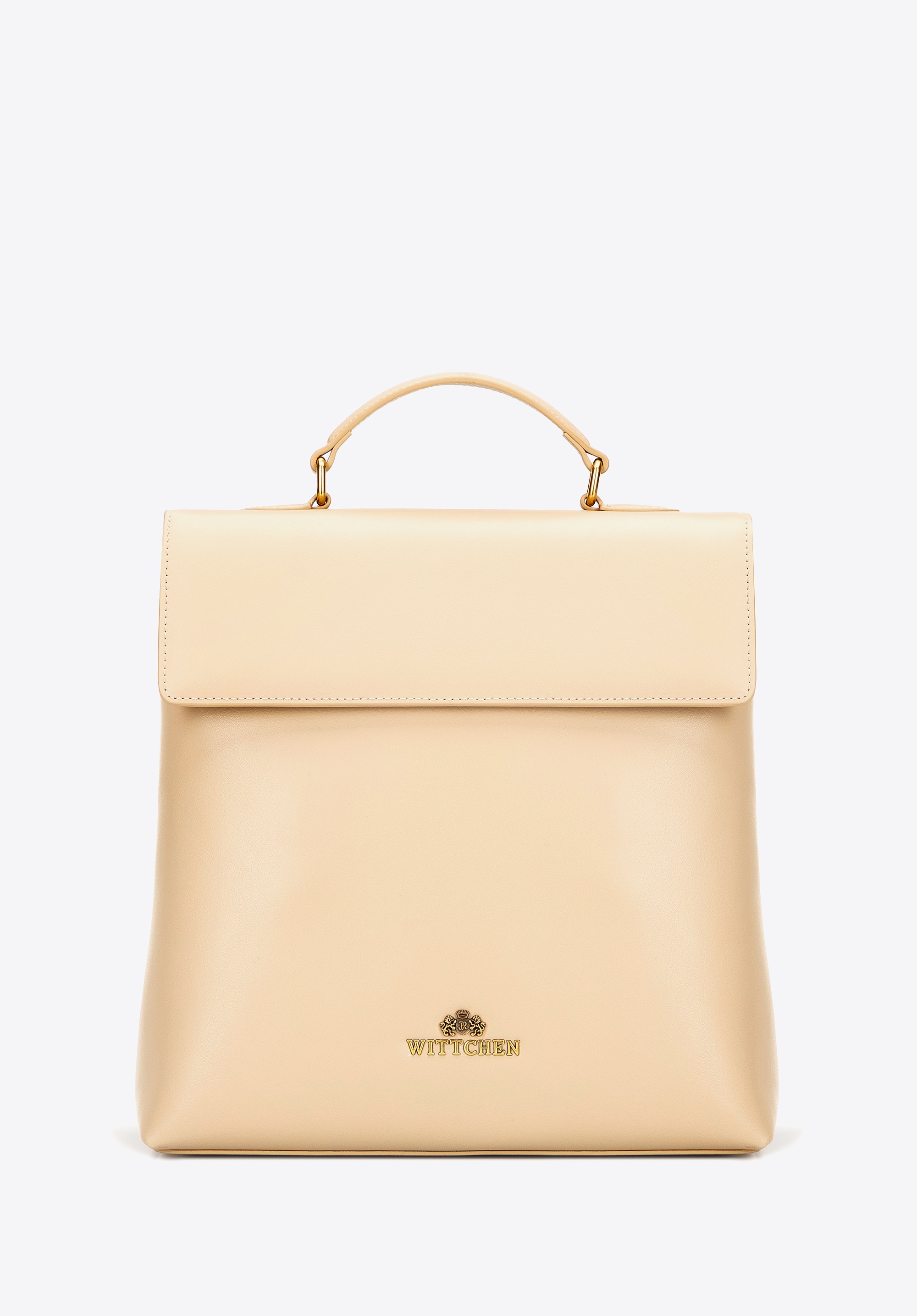 Damski plecak ze skóry naturalnej z klapą beżowy