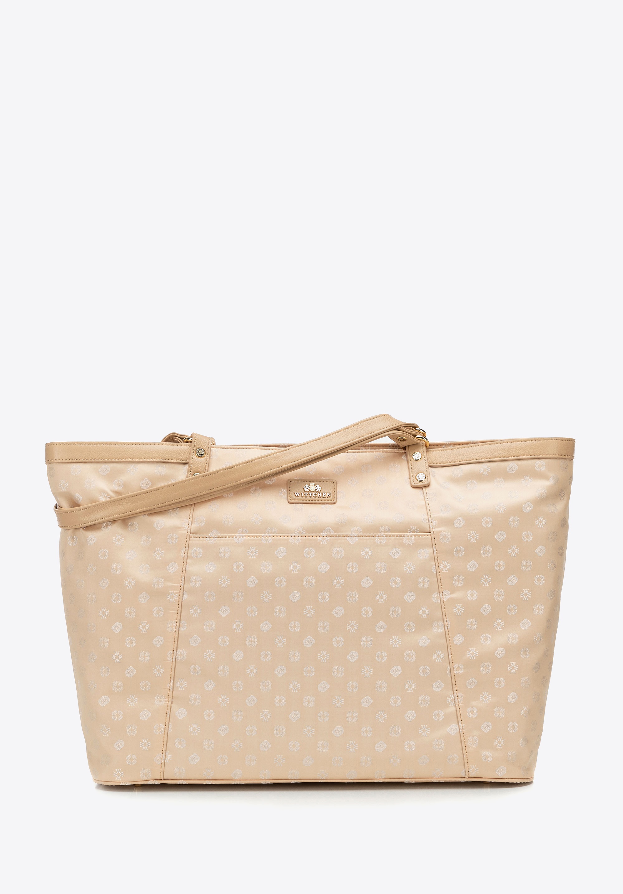 Torebka shopperka żakardowa w monogram kremowa