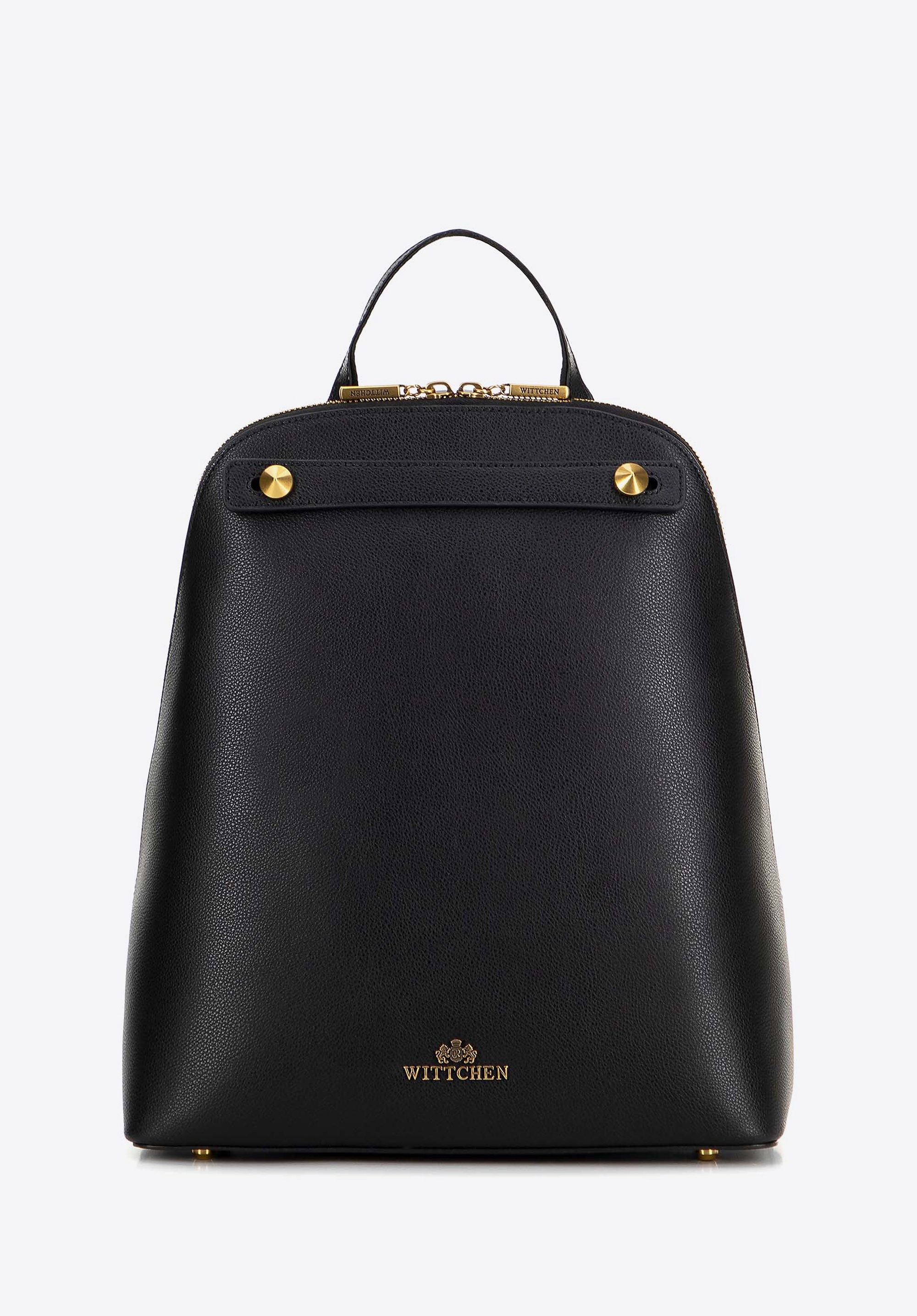 Damski plecak skórzany trapezowy czarny