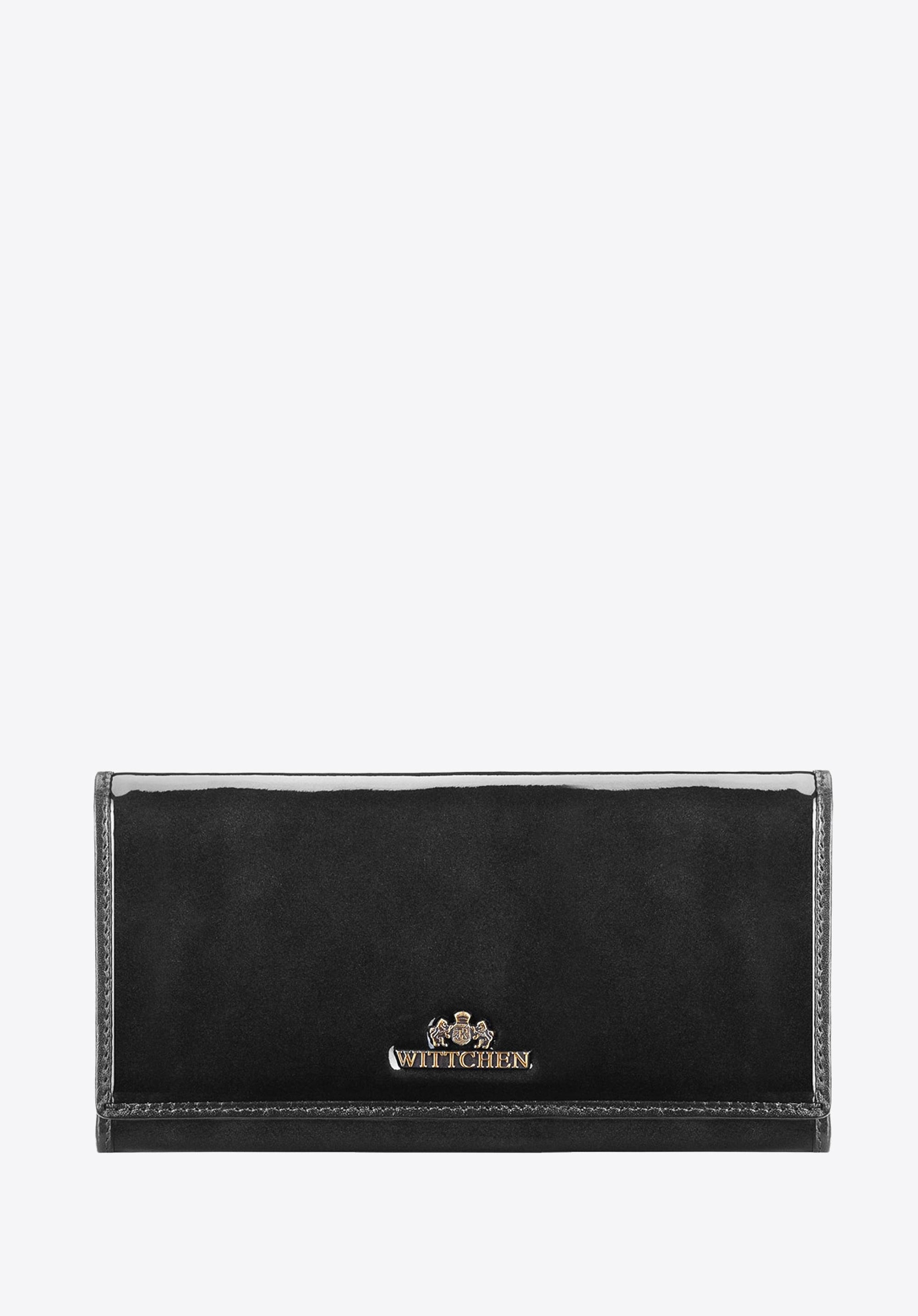 Duży portfel damski ze skóry lakierowanej czarny