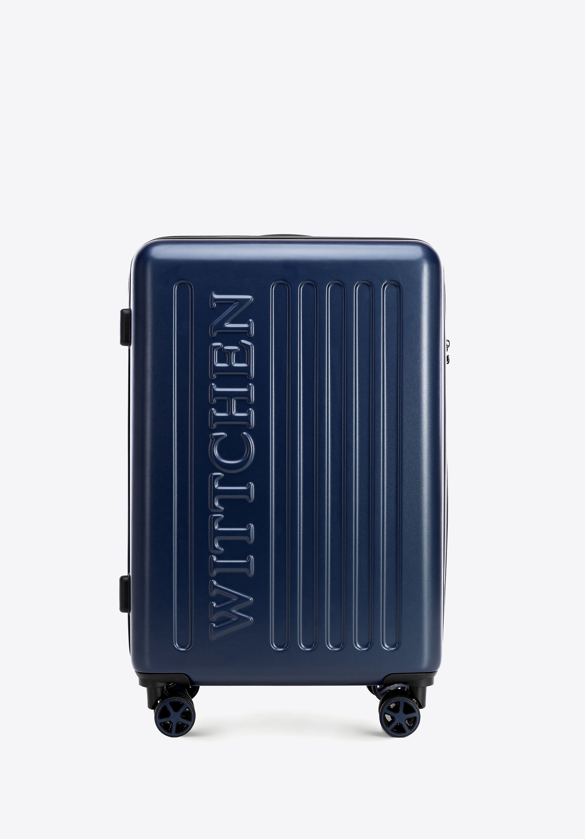 Średnia walizka z ABS-u z tłoczonym logo granatowa
