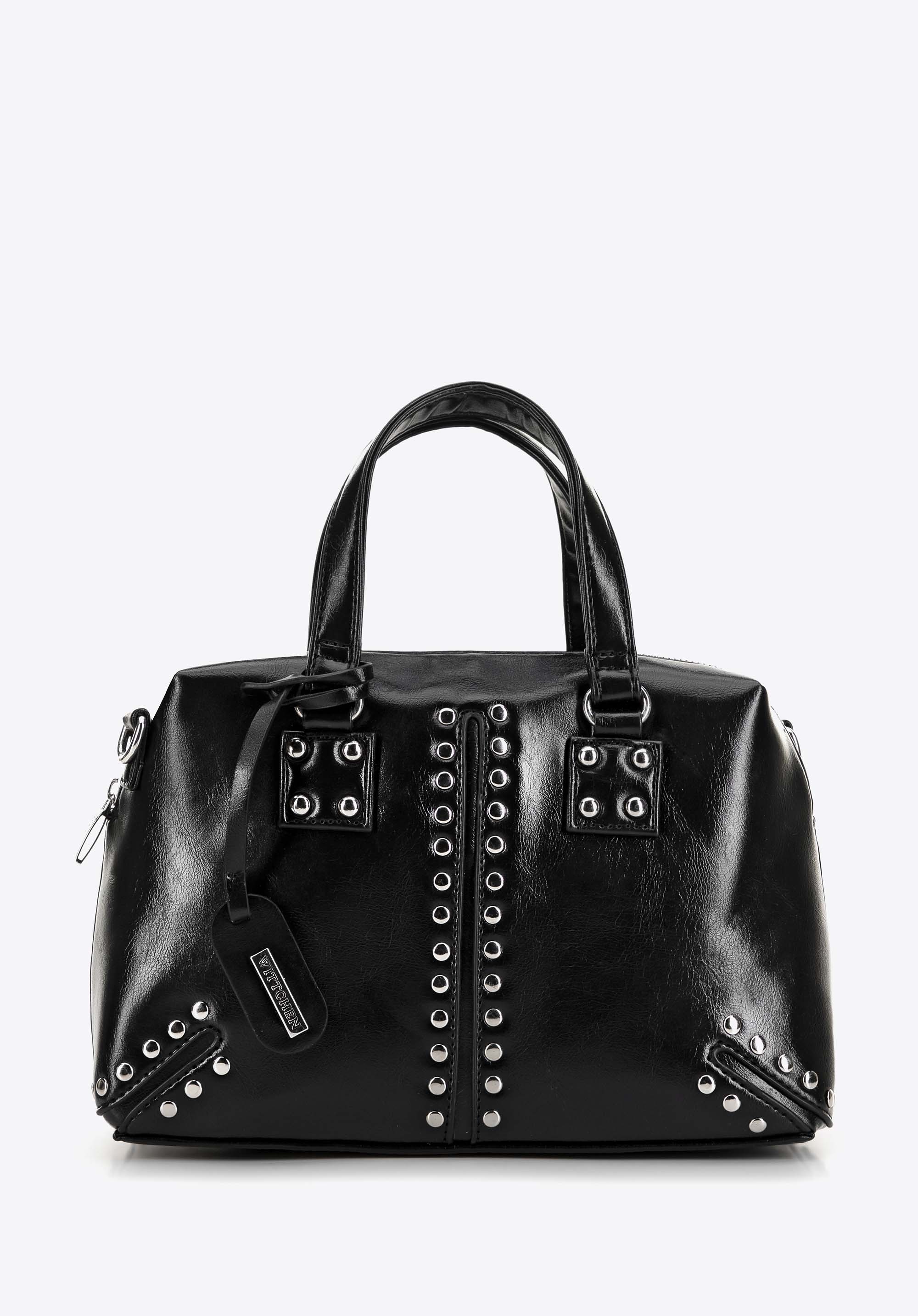 Damski kuferek ze skóry ekologicznej z chwostem czarny