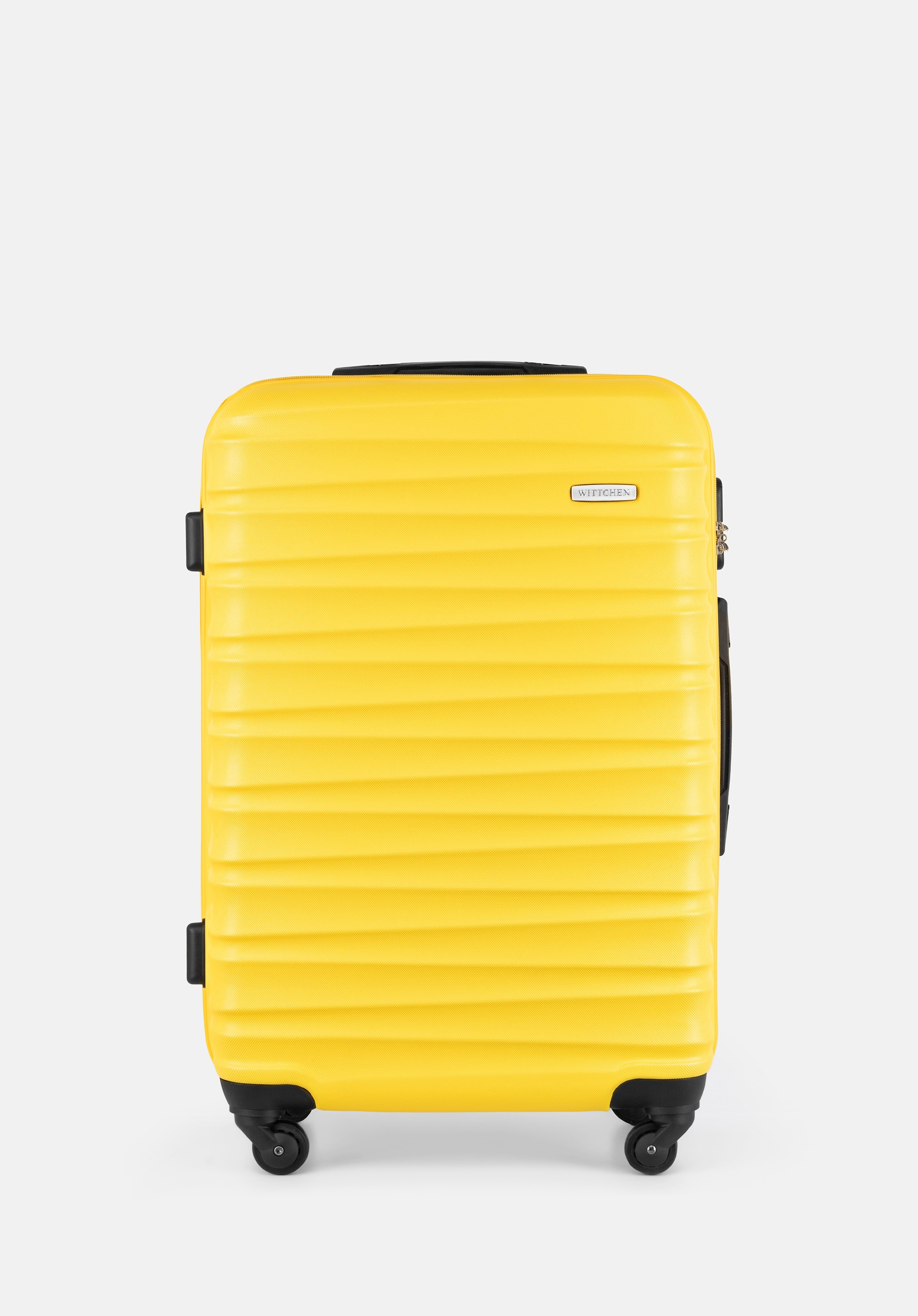 Średnia walizka z ABS-u z żebrowaniem żółta