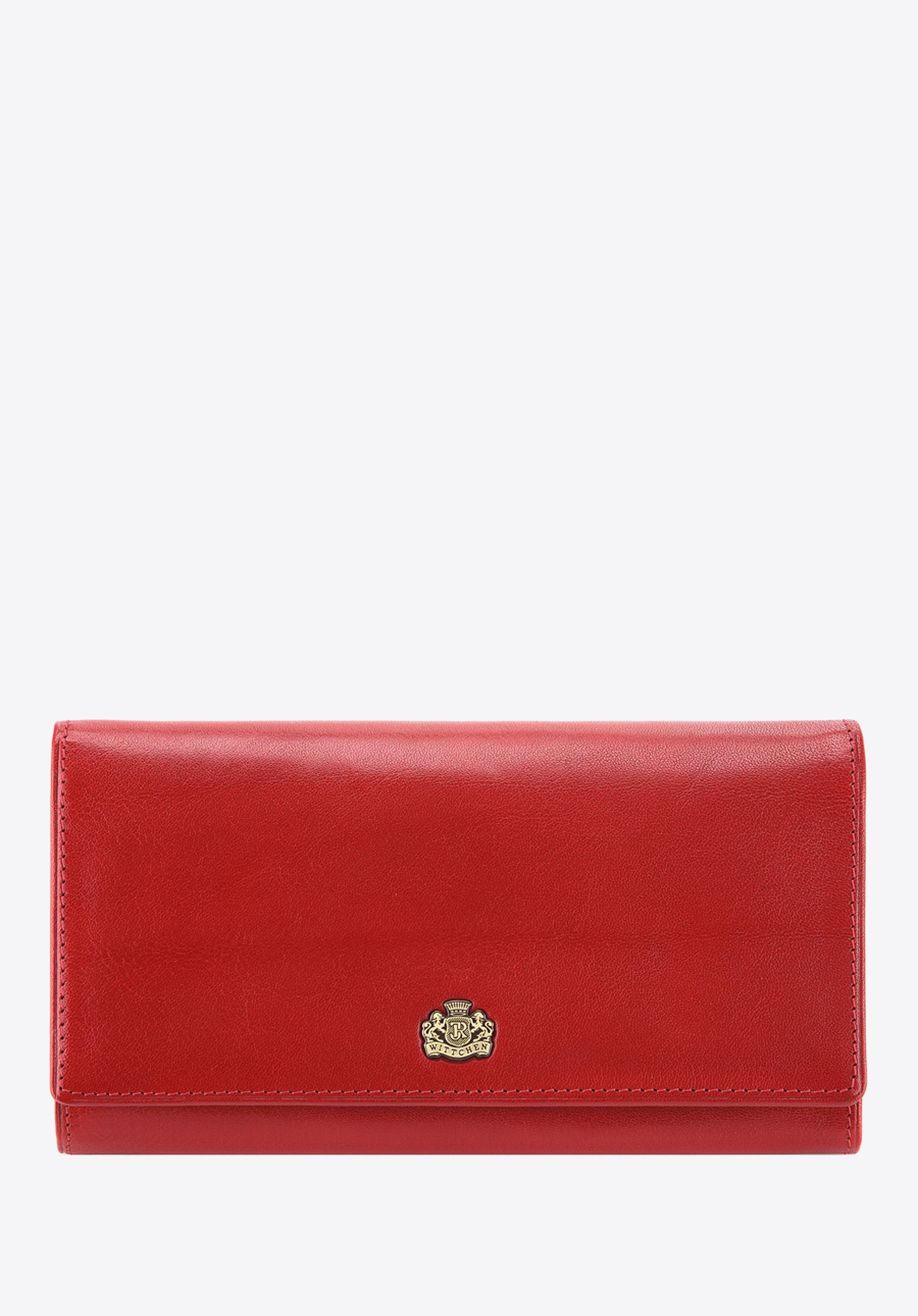 Damski portfel ze skóry z herbem duży czerwony