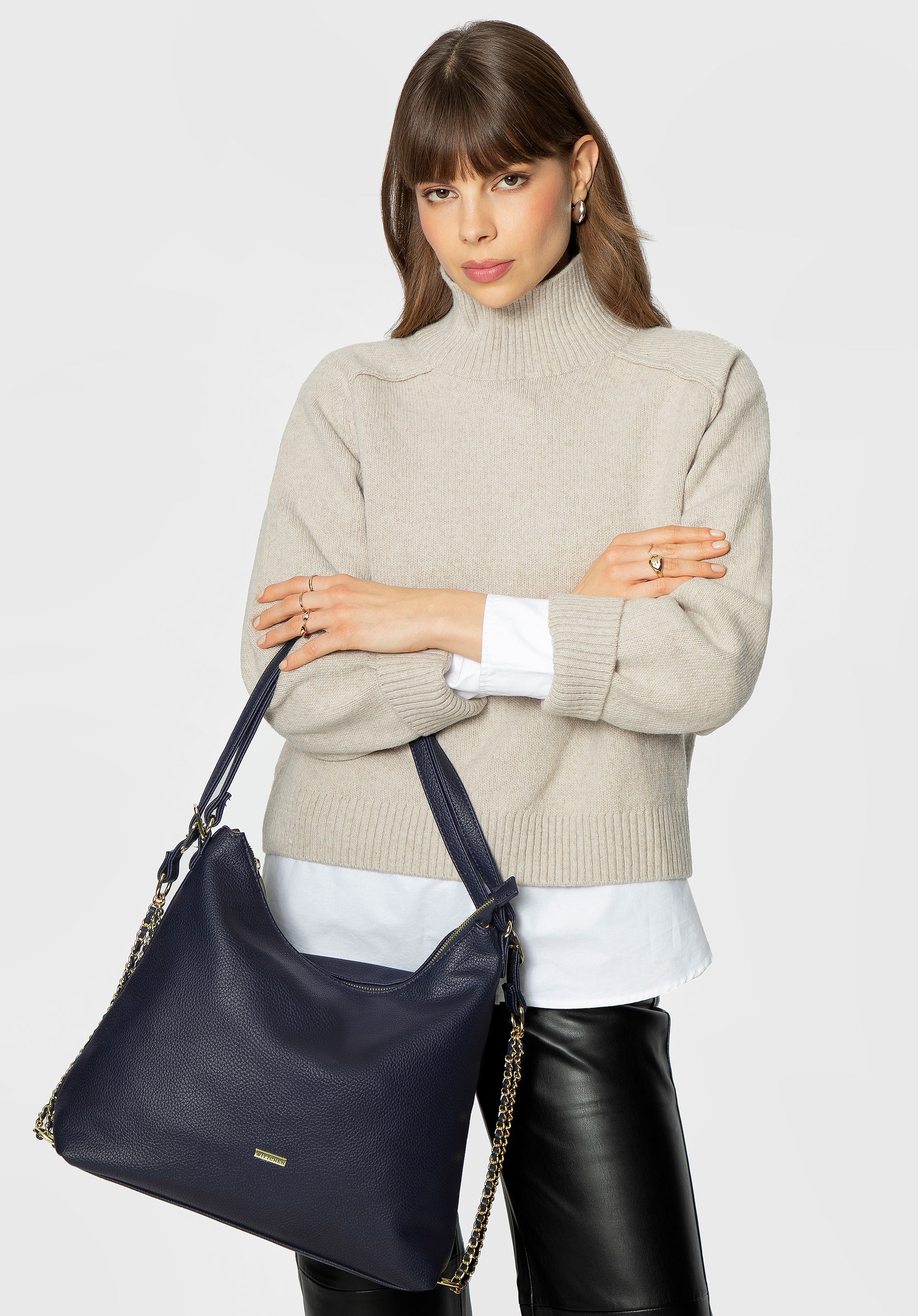 Damska torba – plecak ze skóry ekologicznej granatowa