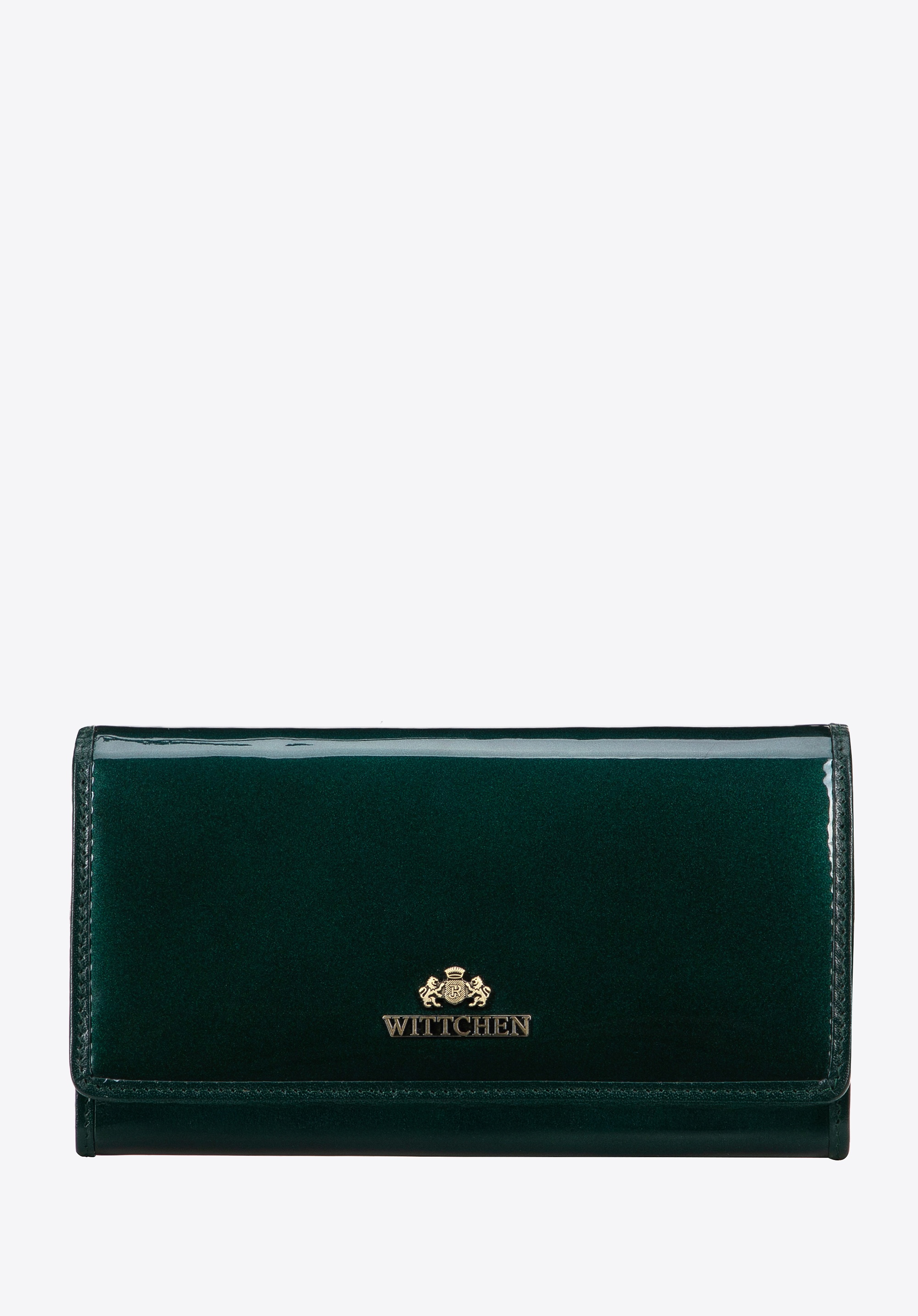 Portfel damski ze skóry lakierowanej duży zielony