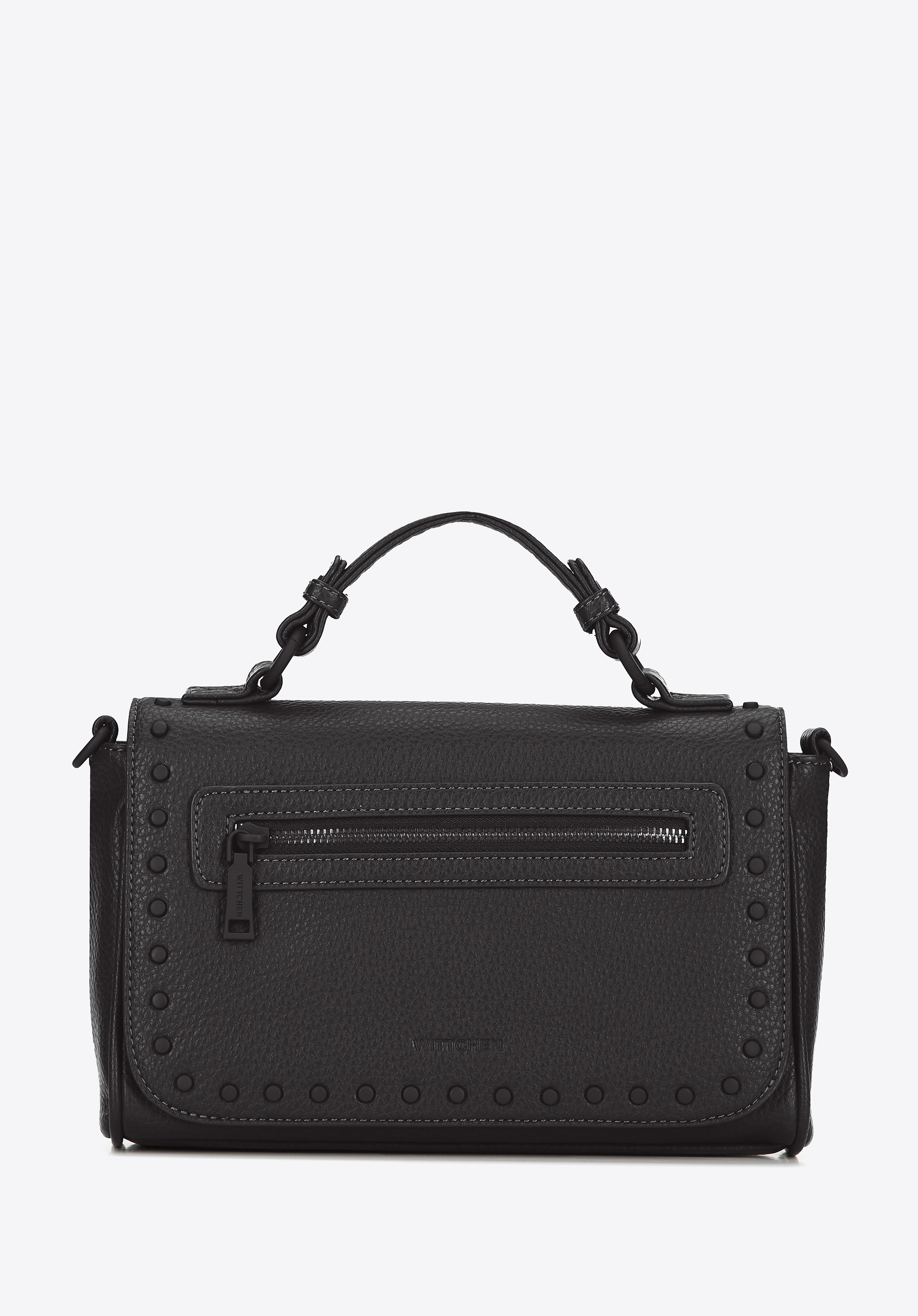 Damska listonoszka z imitacji skóry z ozdobioną klapą czarna