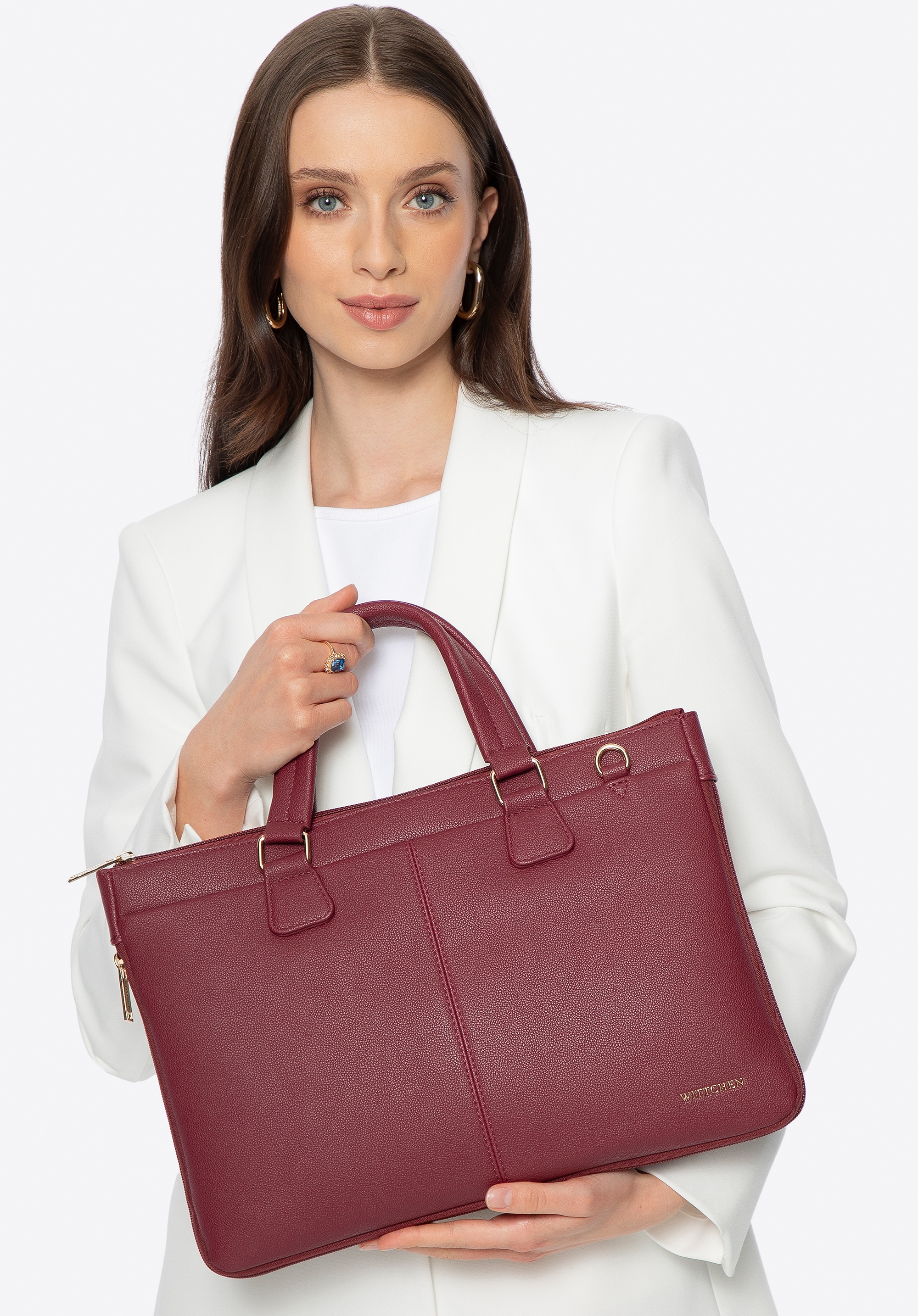 Torba na laptopa 14,5” z imitacji skóry bordowa