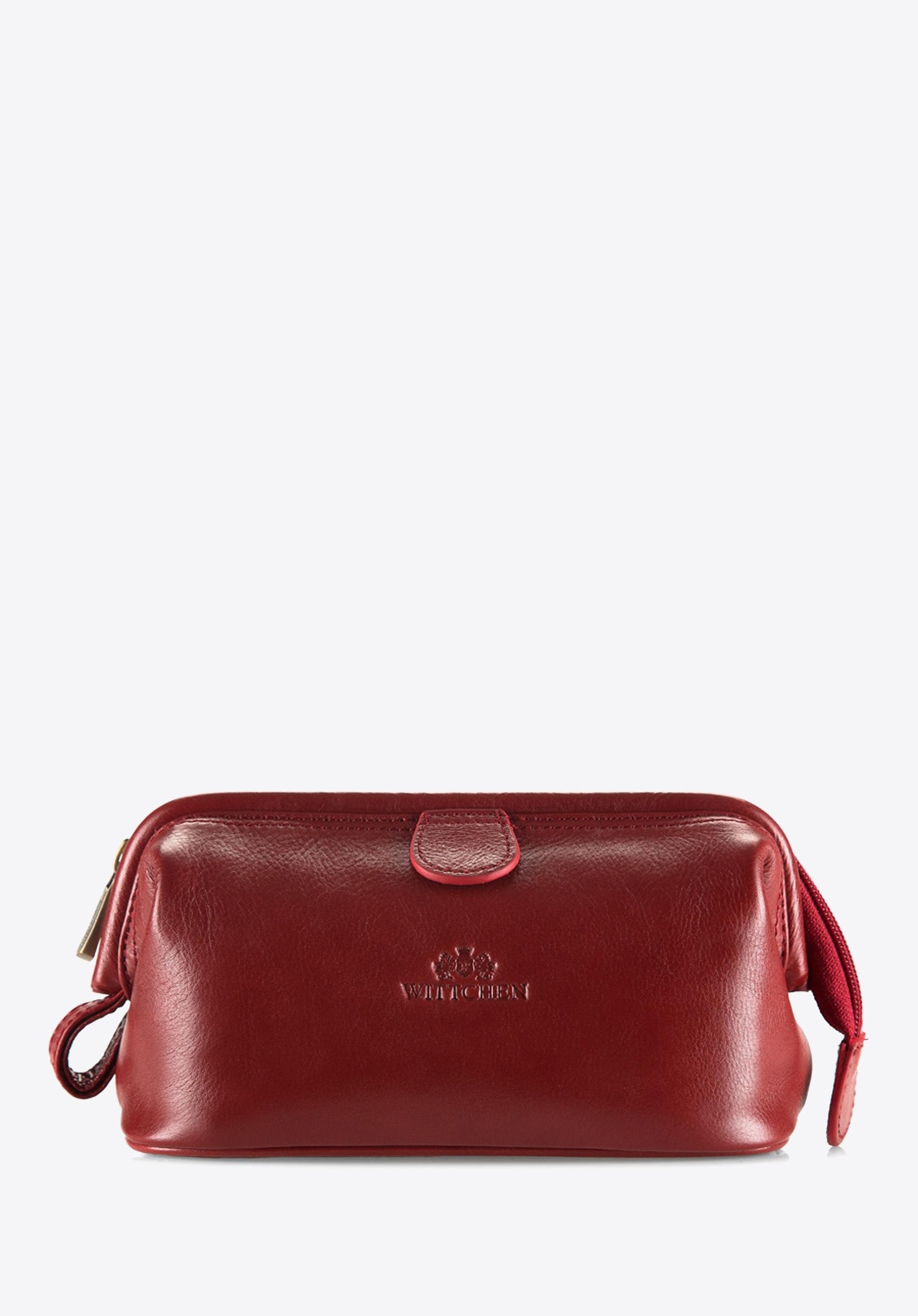 Kosmetyczka ze skóry prostokątna czerwona