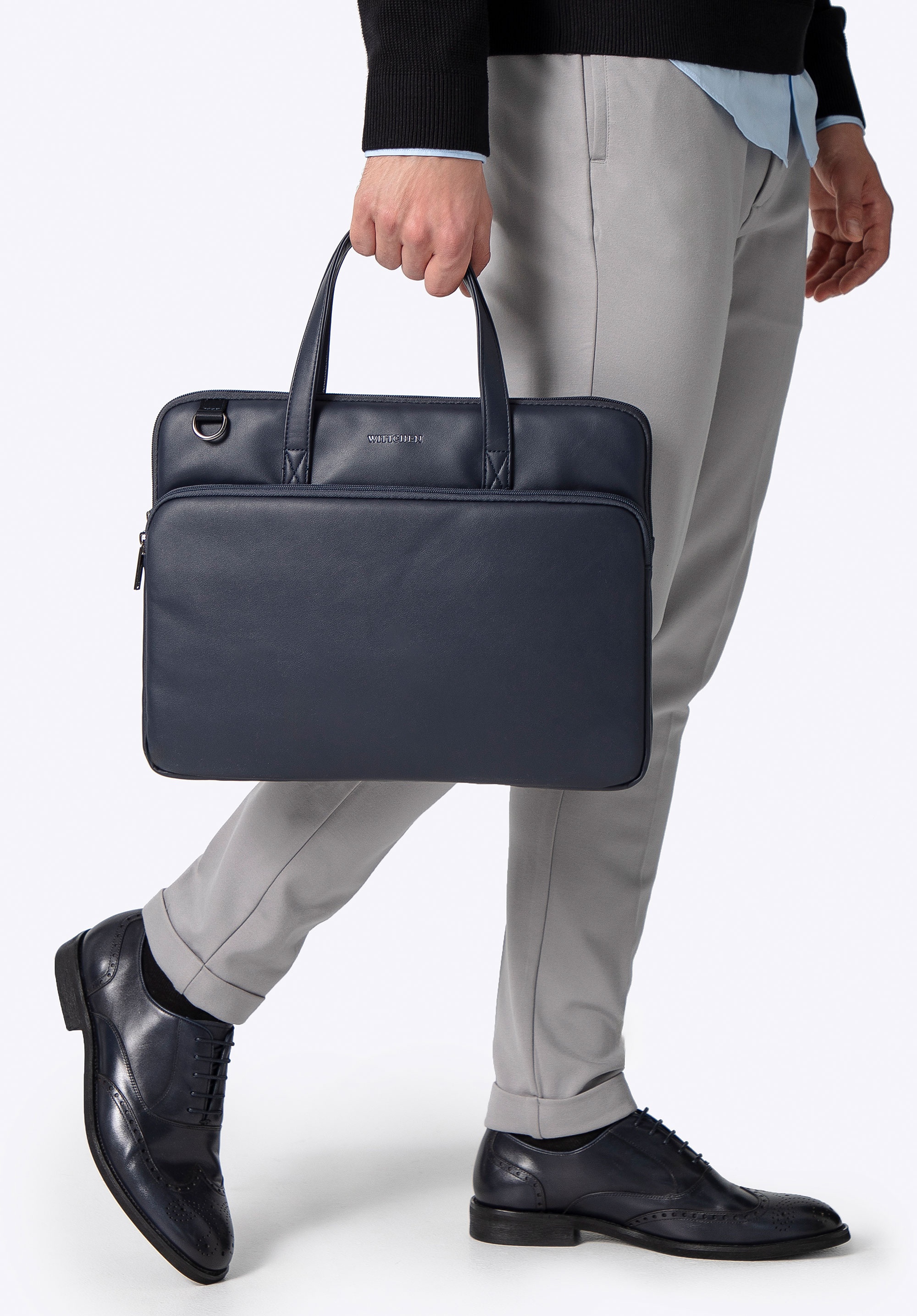 Męska torba na laptopa 16” z imitacji skóry granatowa